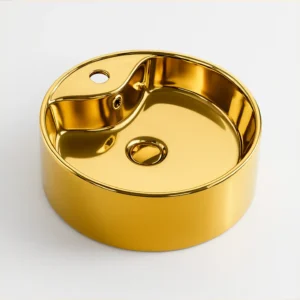 Gold-Plated Round Bathroom Sink